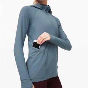 ⬇️ LULULEMON • Lululemon Warm Stabilizer 1/2 Zip Hoodie Blue Charcoal - Size 2